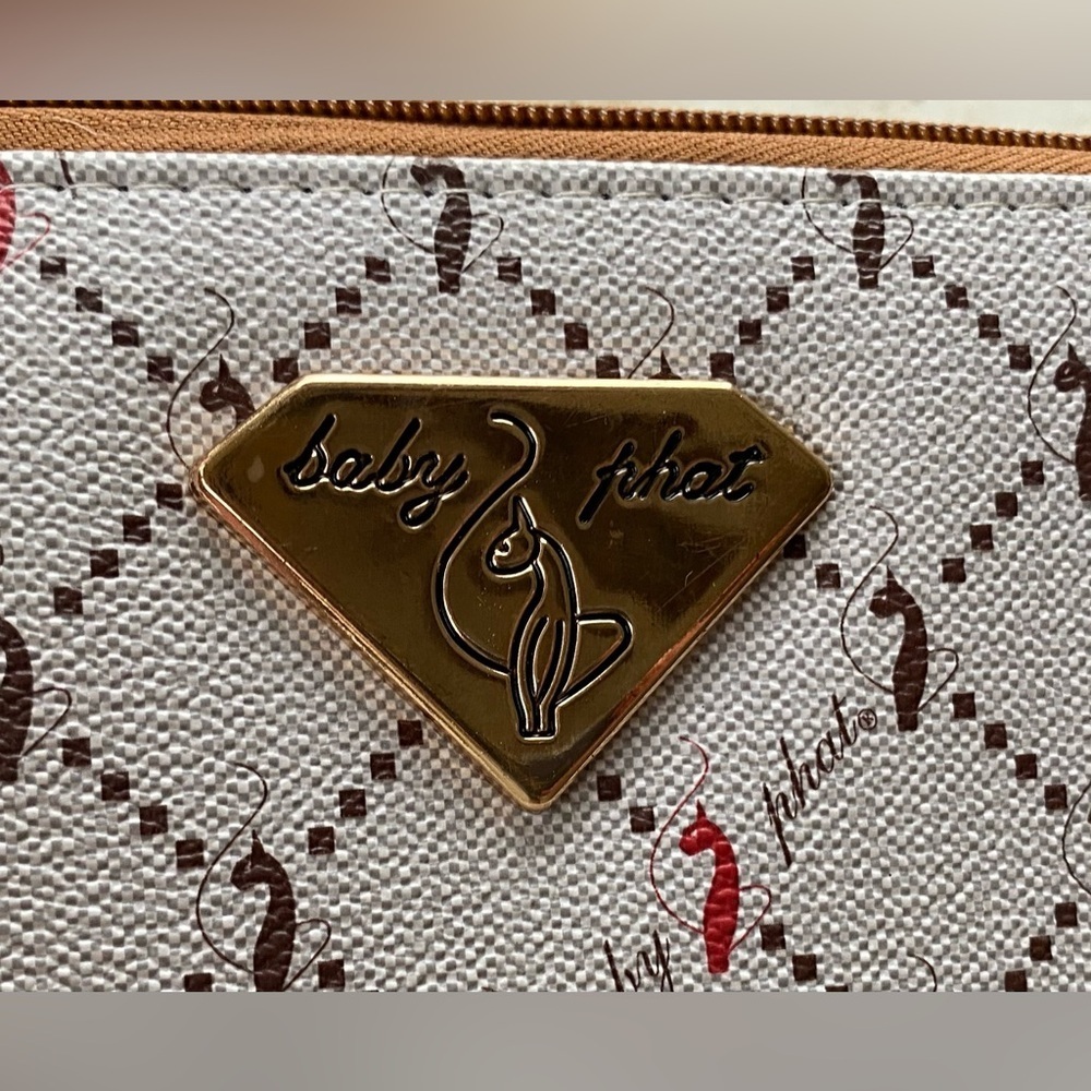 BABY PHAT y2k Vintage Wallet clutch wristlet iconic cats taupe neutral MINT - Picture 6 of 13